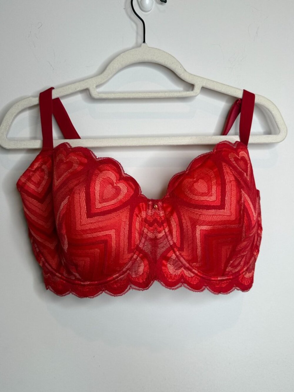 Adore Me 38I Red Heart Lace Bra Molded Cups Romantic